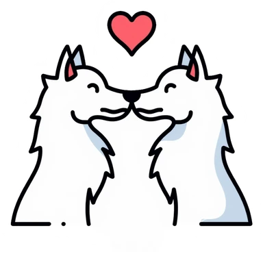 couple of white wolves in love sticker