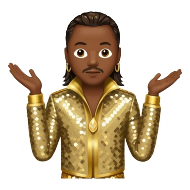 Philip Bailey from Earth, Wind & Fire with dark brown hair, gold sequin outfit sticker