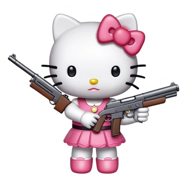 Hello kitty whit a gun  sticker