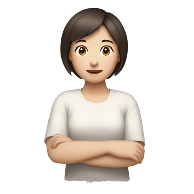 Brunette short haired women who is half white half Korean opening her arms to give someone a hug sticker