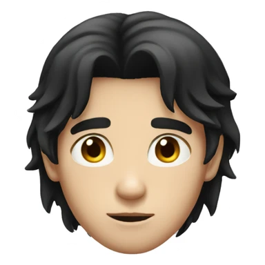 long black hair boy serious face  sticker