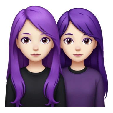 faz duas raparigas menos gótica mas com cabelo roxo comprido e outra cabelo roxo mais escuro e camisola preto sticker