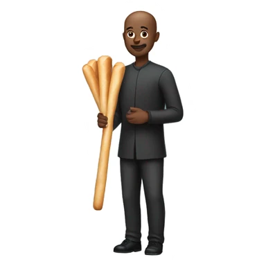 bald black man holding breadstick sticker