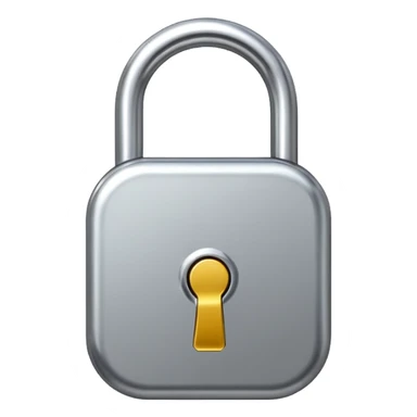 Chrome silver lock emoji, iOS emoji style, smooth metallic surface, rounded edges, reflective highlights, minimalistic sticker