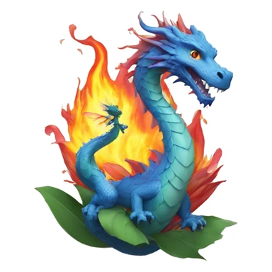 Flowers and dragon breathing fire sticker