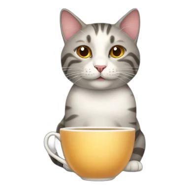 cat with cup of tea sticker