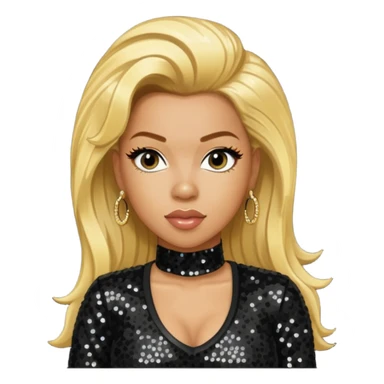 Keyshia Cole with golden blonde hair, black sequin outfit sticker