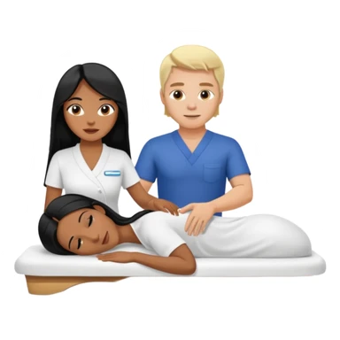 Philippines woman with long hair is getting a massage  from a blond white man sticker