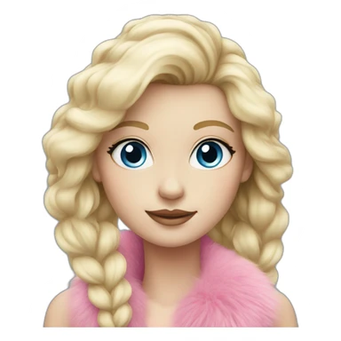 Blonde girl with blue eyes and in pink fur sticker