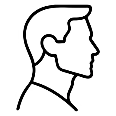 Make the jawline even sharper while keeping the minimalist outlined icon style with no background. sticker