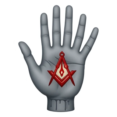 bloody grey hand with an occult symbol on the palm sticker