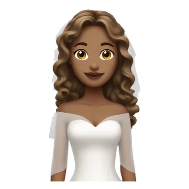 Bride with light skin and long wavy brown hair sticker