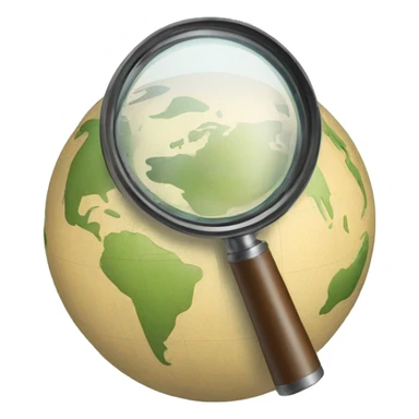 magnifying glass looking into globe sticker