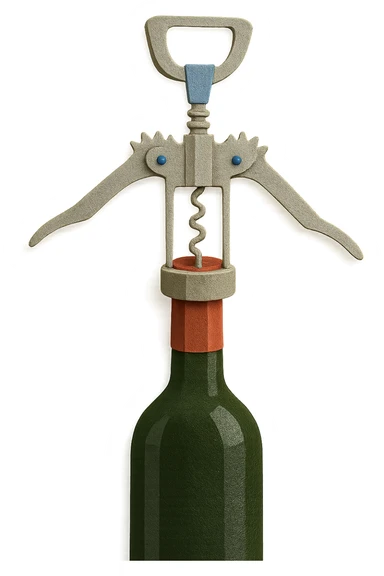 steel wine opening step 1: removing capsule foil, realistic dark green wine bottle color, no background sticker