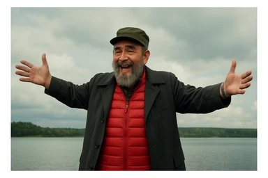 Сгенерируй мне в такой же позе и в такой же одежде фидель кастро sticker