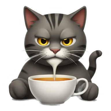 Angry cat sipping tea sticker