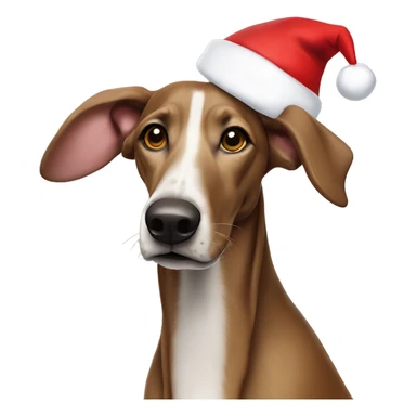 All Brown Sighthound wearing Santa hat sticker