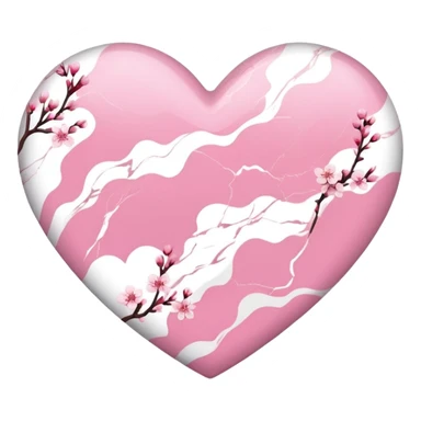 sakura heart with a marble pattern sticker
