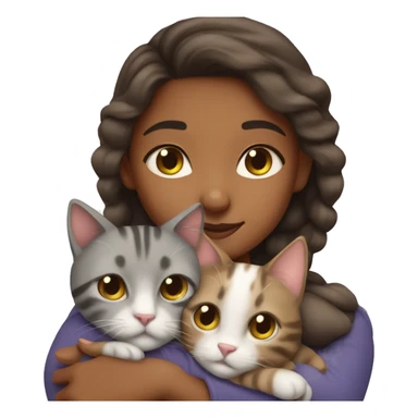 brownskin girl cuddling gray tabby cat sticker