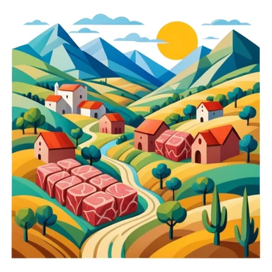 picasso abstract SPAM MEAT valley landscape  sticker
