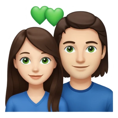 “A Polaroid-style photo of a couple with a heart of a white woman with long brunette hair and blue eyes, and a white man with short brunette hair and green eyes.” sticker