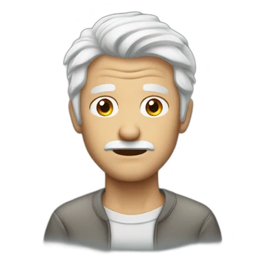 confused white haired man without mustache sticker