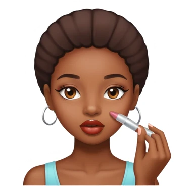 Black girl putting on clear lipgloss sticker
