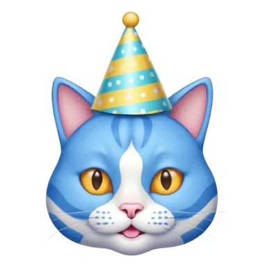 blue cat  with party hats sticker