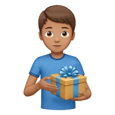 A boy extending hands to receive a oresent. full body. sticker