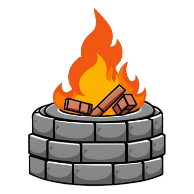 forge with fire and bricks, bold outline sticker