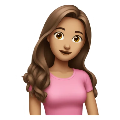 beautiful girl long brown hair pink top sticker