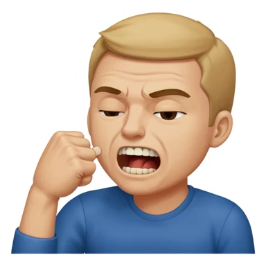 Guy biting his fist with teeth and squeezing his eyes shut  sticker