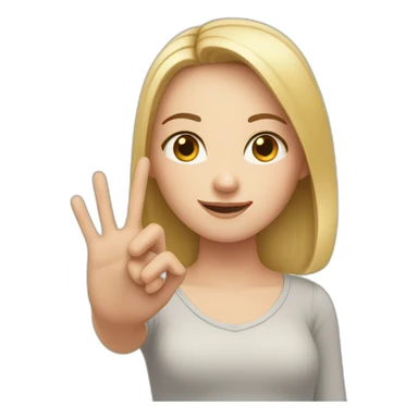white girl showing three fingers on one hand sticker