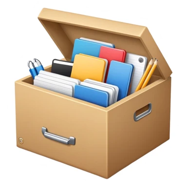 Box full of desktop material  sticker