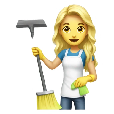 Blonde girl cleaning the house sticker