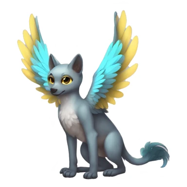 Anthro shy cute winged animal hybrid full body sticker