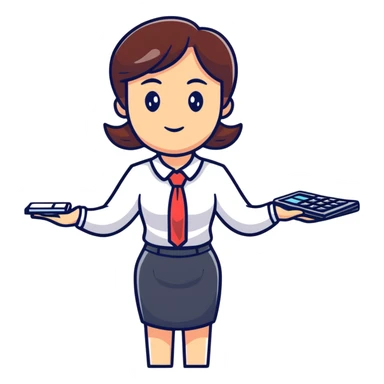 Female accountant spreading arms to the sides sticker
