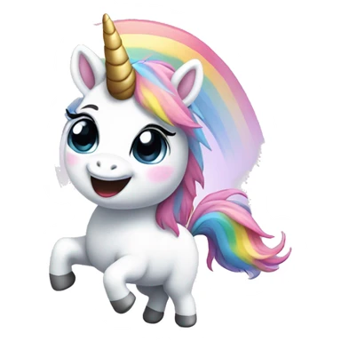 Cute fluffy unicorn dancing on Rainbow  sticker