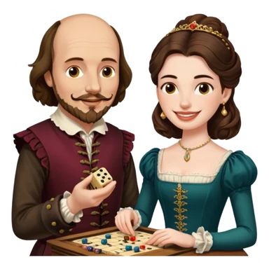 Can you make an emoji of William Shakespeare and Anne Hathaway playing Yahtzee  sticker