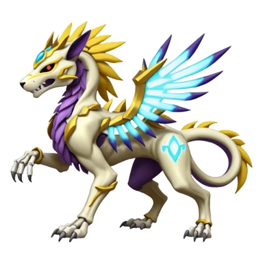 Colorful Skeletal masked armored Solgaleo-Raikou-Pokémon-Digimon-Fakémon-fusion-hybrid-creature, full body sticker