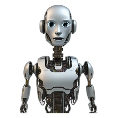 Text base no background line circuits that look like a humanoid robot AI sticker