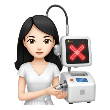 Hada con máquina de depilación láser con vestido blanco y pelo negro  sticker