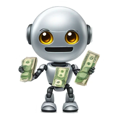 cute robot with money sticker