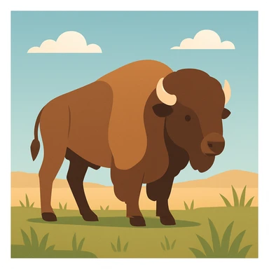 Flat design style buffalo in the plains sticker