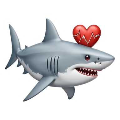 shark holding a heart sticker