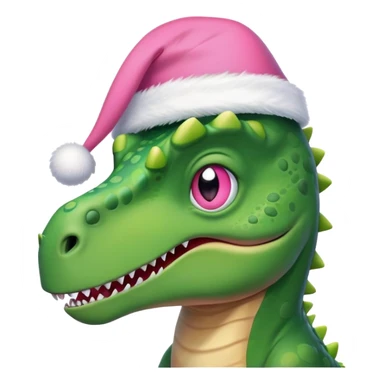 dino wearing pink christmas hat sticker