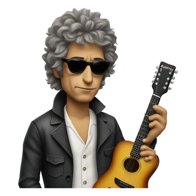 bob dylan with sunglases and guitar sticker