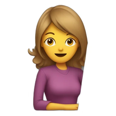 woman hiding behind a large laptop sticker