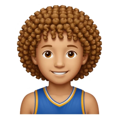 8 numaralı kıvırcık cocuk basketçi sticker