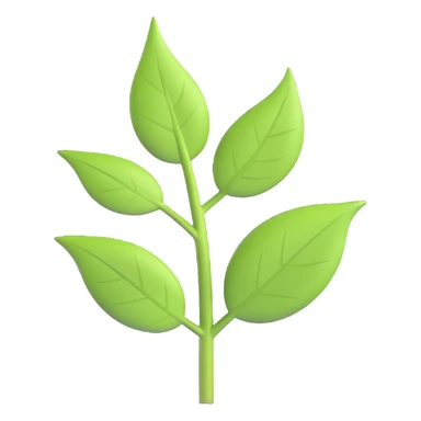 Make the stem and leaf green while preserving the 3D iOS style with a transparent background. sticker